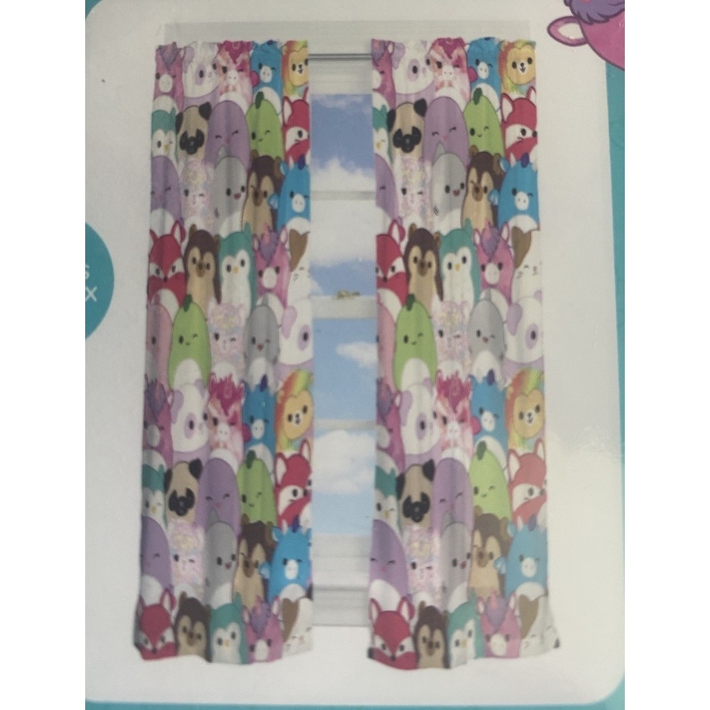 Squishmallows Drapes Curtains Room Darkening Panels Drapery 2 Panels 84"w x 63"L